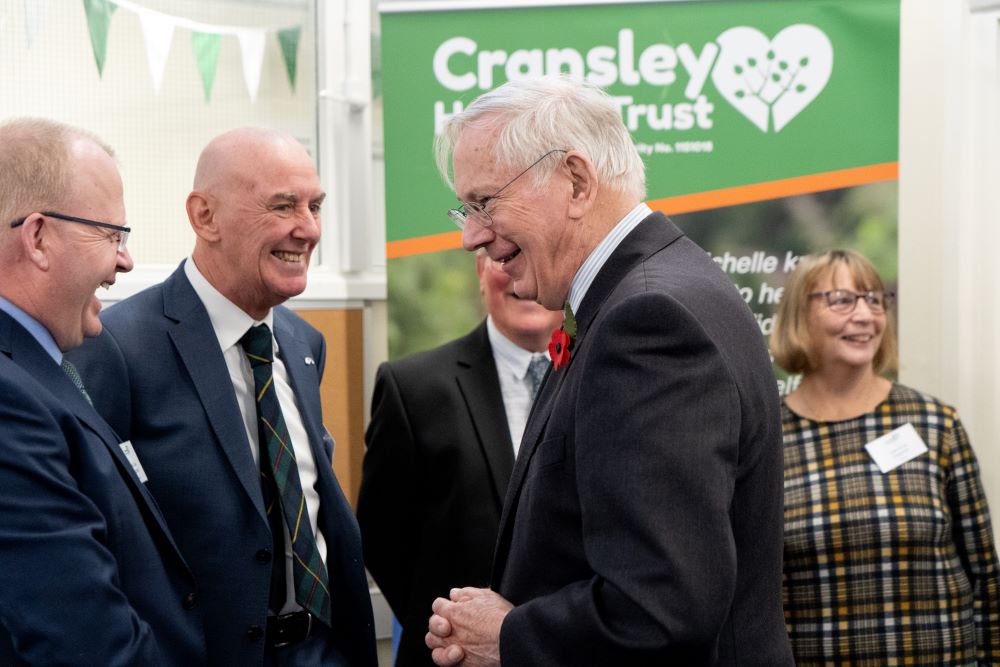HRH The Duke of Gloucester visit to Cransley Hospice Trust Fundraising Office, Kettering on 7 November 2023