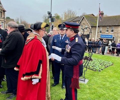 Deputy Lieutenant, Brigadier David Russell-Parsons OBE DL and Mayor of Rushden, Cllr David Coleman