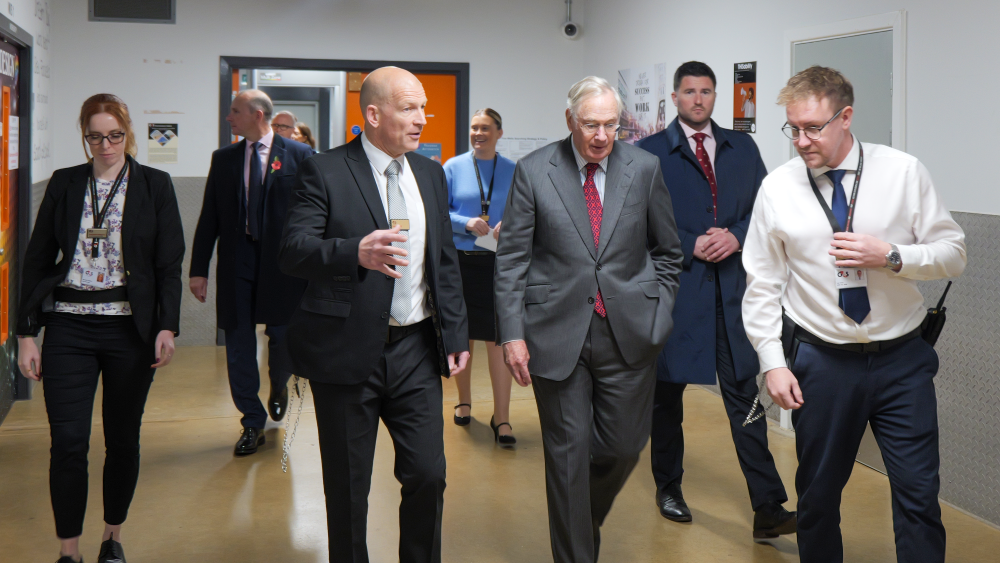 HRH The Duke of Gloucester having a tour of Workshops