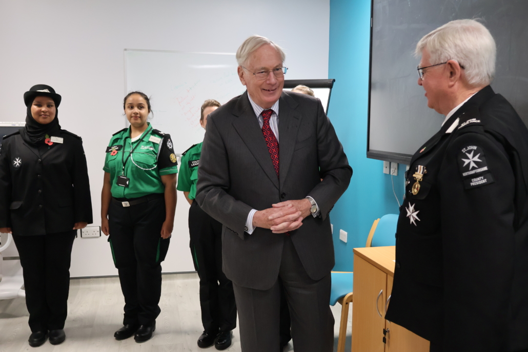 HRH The Duke of Gloucester meeting Mr. Alan Boaden (President St John Ambulance Northamptonshire),