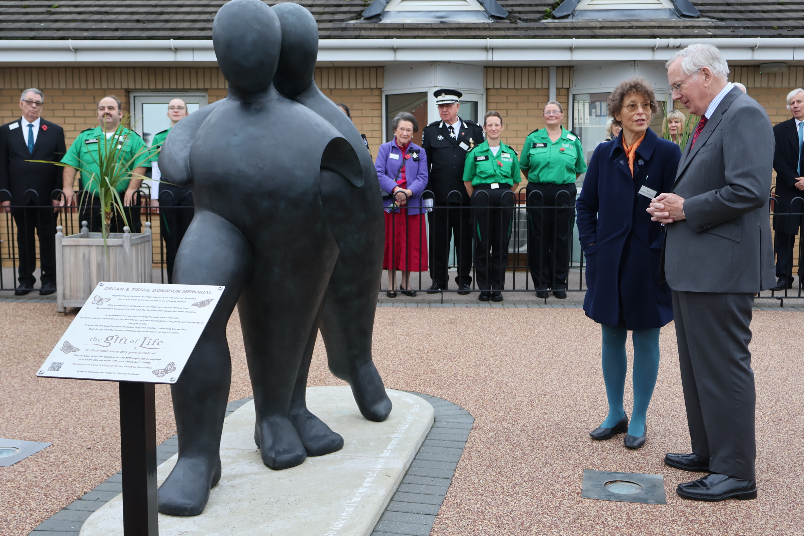 HRH The Duke of Gloucester with Memorial Sculptor, Beatrice Hoffman