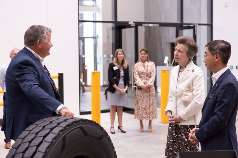 HRH The Princess Royal viewing selection of Hankook Tyres