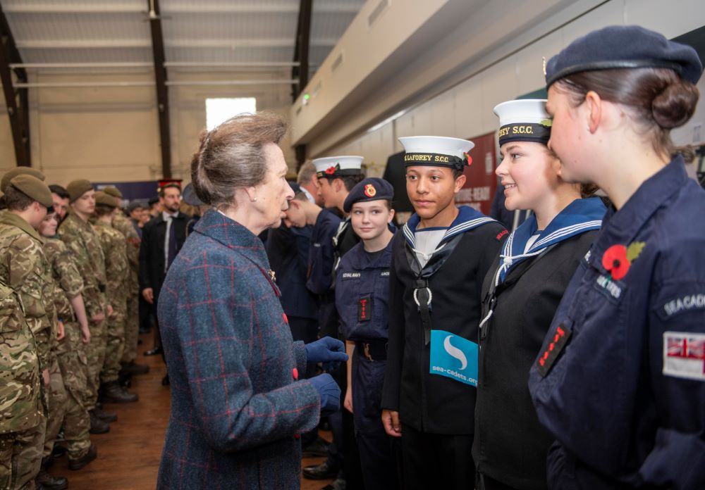 HRH talking to Northampton Sea Cadets